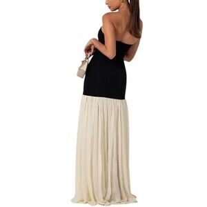 New Heiress XS dress halter pleated sheer maxi long strapless bandeau chiffon